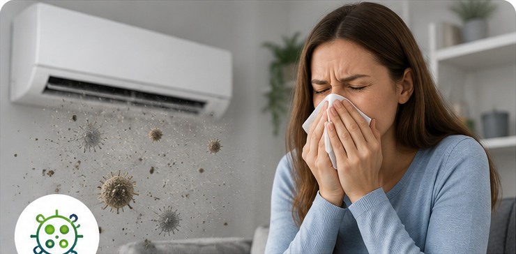 Staub und mögliche Allergene werden durch eine Klimaanlage verteilt