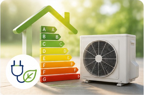 Klimaanlage und Energieeffizienz als Symbol für niedrigeren Verbrauch